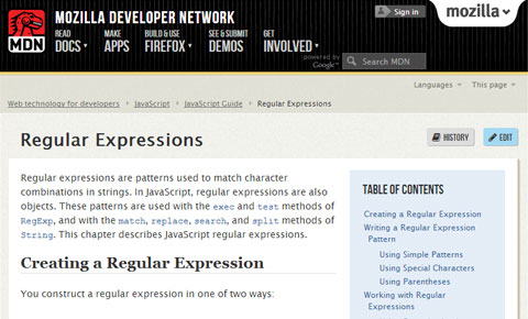 Mozilla Regex Guide
